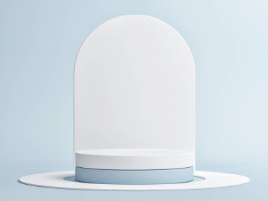 Ürün sunumu için yaratıcı taklit podyum, mavi geometrik bileşim.