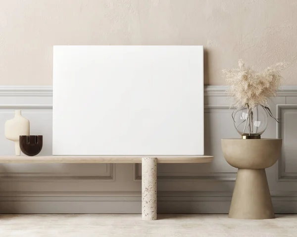 Μοντέρνο Εσωτερικό Mockup Λευκή Αφίσα Για Παρουσίαση Σαλόνι Διακόσμηση Σπιτιού — Φωτογραφία Αρχείου