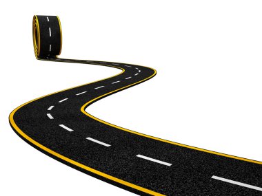 soyut asfalt yol beyaz zemin üzerine sarma