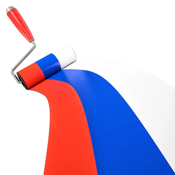 Russische Flagge mit dem Rollerpinsel bemalt — Stockfoto