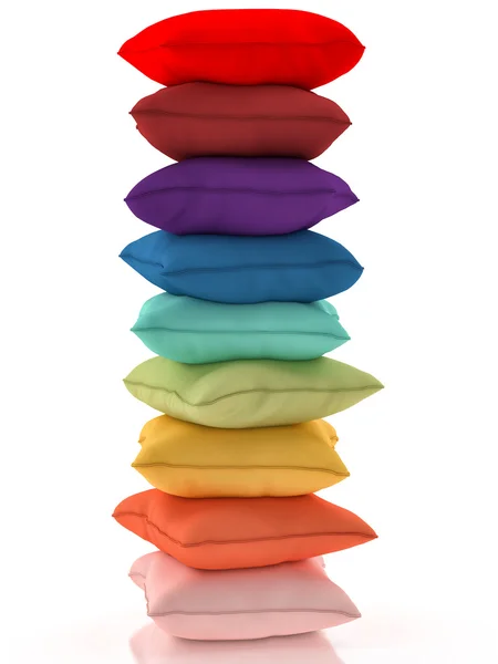 Grupo de almohadas multicolor sobre fondo blanco —  Fotos de Stock