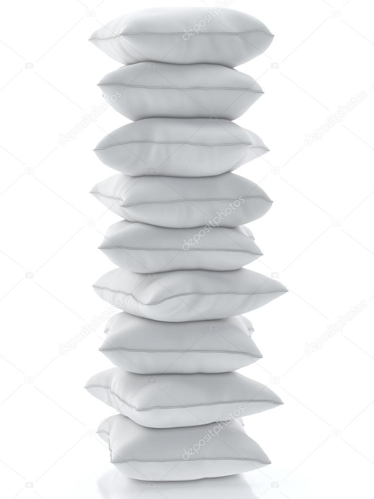 Group of pillows isolated on white background