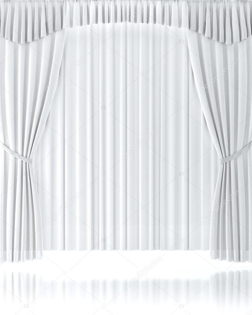 White Curtain over White Background