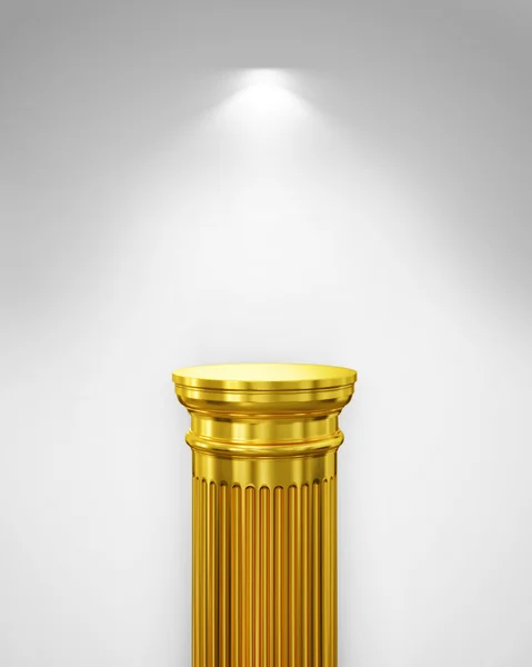 Exhibit Golden Pillar with Light, render — Stock Photo, Image