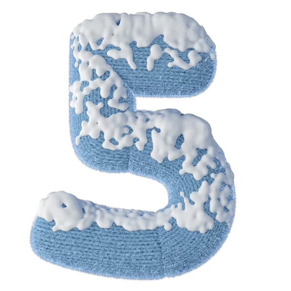 Γράμματα γραμματοσειράς φιαγμένες από μαλλί που καλύπτονται με χιόνι — Φωτογραφία Αρχείου