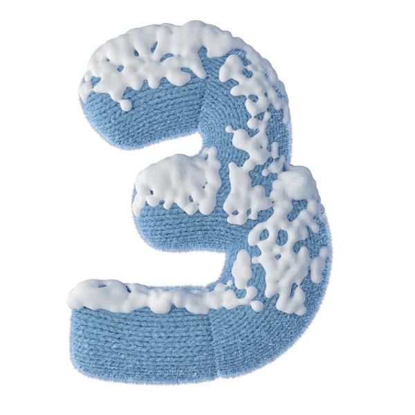 Letters FONT made of wool covered with snow — Stock Photo, Image