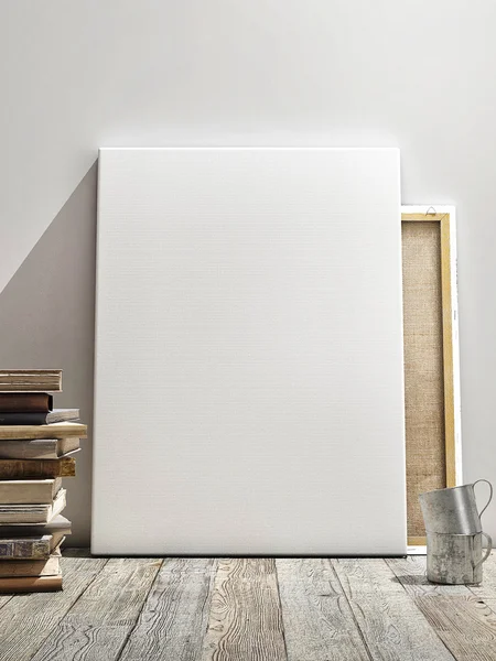 Beyaz duvar, ahşap zemin ve wintge arka plan afiş kadar alay et. Dikey kavramı