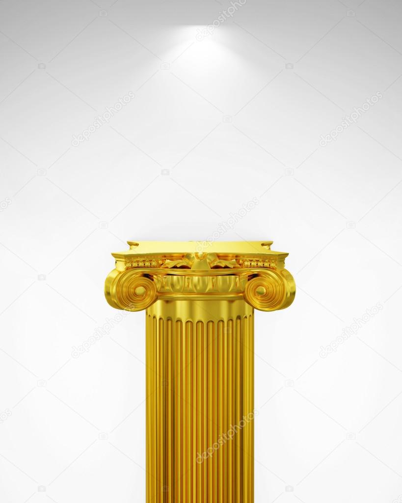Exhibit Golden Pillar with Light, render