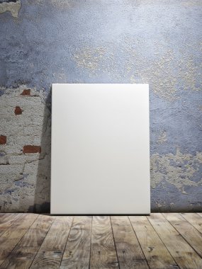 Ahşap plakalar kat, mavi sıva duvar posteri