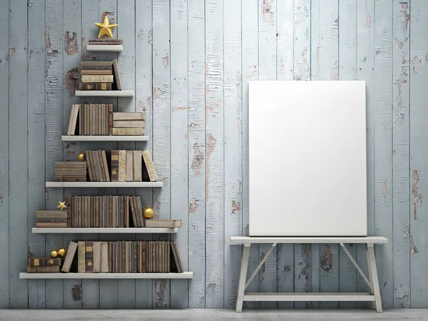 Poster alay ve kitaplık Noel ağacı şeklinde