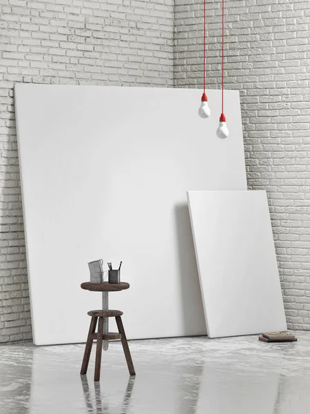Witte canvas liefde, mock up, achtergrond — Stockfoto