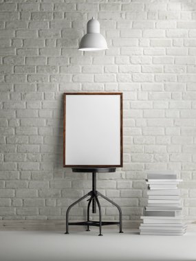 Beyaz tuğla arka plan karede 3D render