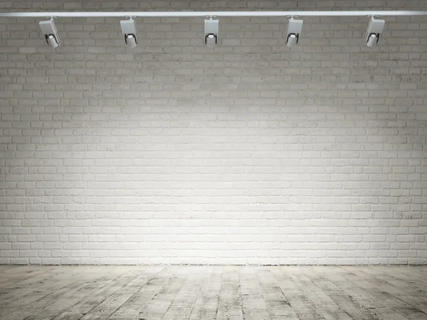 Empty room with white brick wall background — Stock Photo, Image