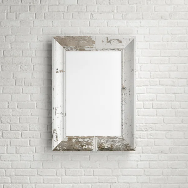 Mock up frame on brick wall background — Stock Photo, Image