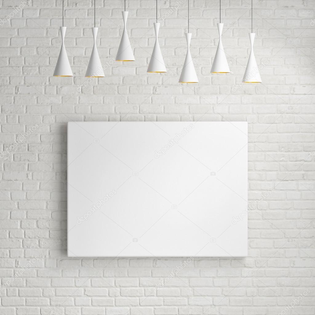 Download Mock up poster on the brick wall, horizontal — Stock Photo ...