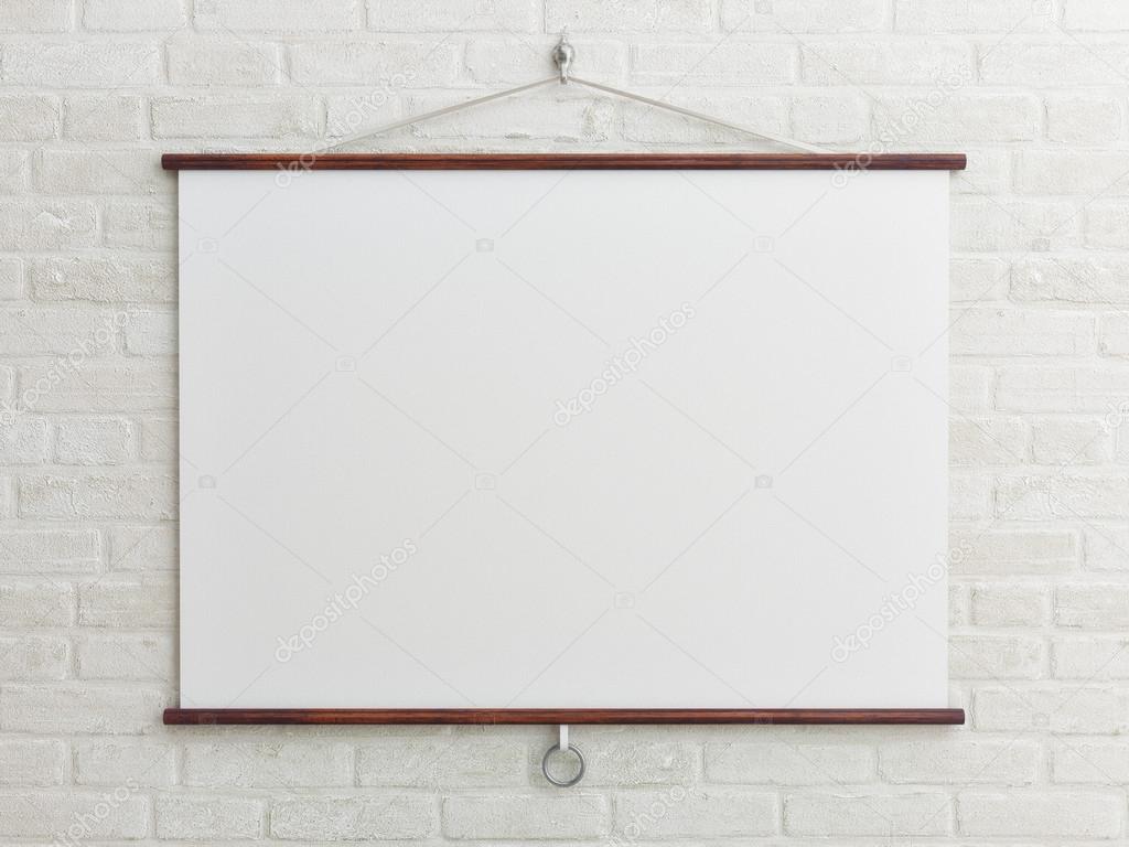 Mock up poster on white brick wall