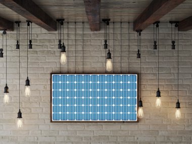 Tuğla duvar karede güneş enerjisi elektrik enerji yapar