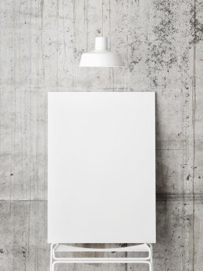 poster mock up on concrete wall, 3d illustration