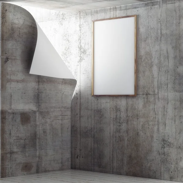 Облицовка стен, серый бетон, макет плаката, 3d иллюстрация — стоковое фото