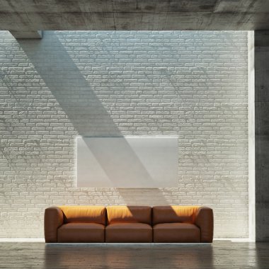 oft space, brick wall, 3d illustration