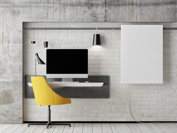 mock up work space, 3d illustration