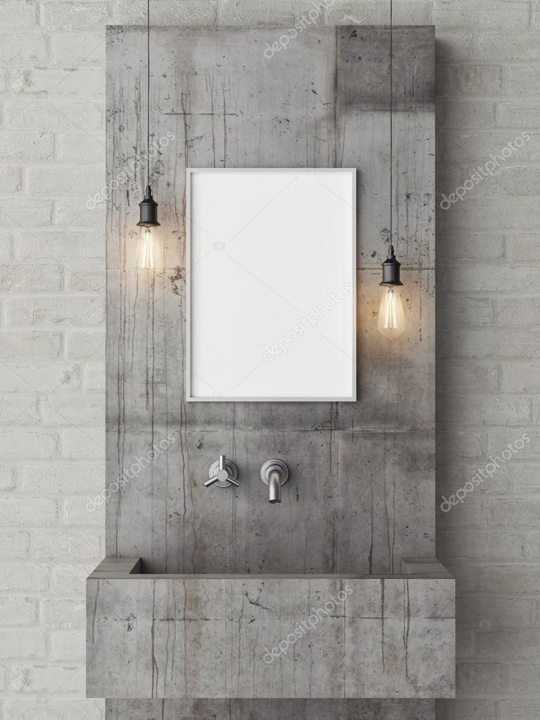 Download Poster Mock Up Loft Bathroom 3d Render Stock Photo Image By C Cordesign 78735408