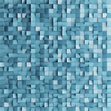 Abstract texture from blue cubes, 3d render