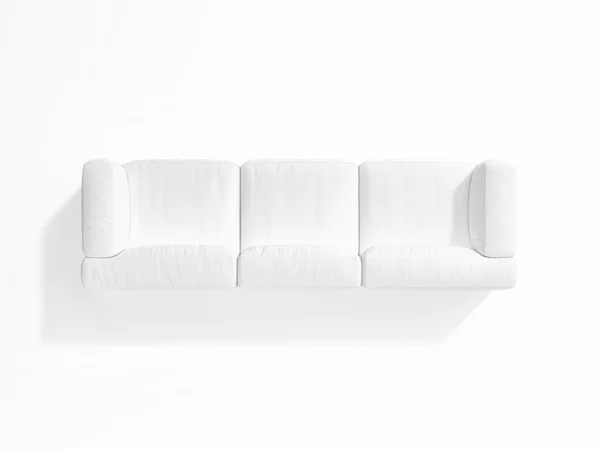 White sofa on white background, top view, 3d render — Zdjęcie stockowe