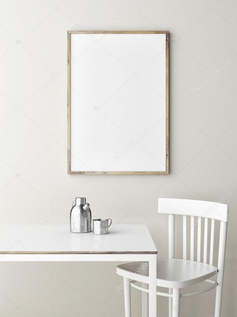 Mock up poster, minimalism design, 3d render