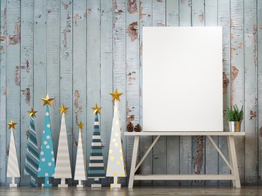 Poster Noel ağaçları kavramı ile alay. 3D render