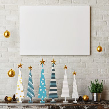 3D render alay poster, hipster Noel ağacı kavramı