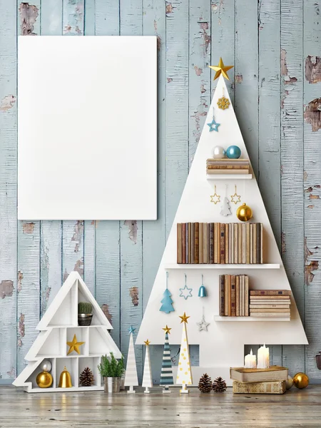 Mock up poster with abstract christmas trees — Stock Photo, Image