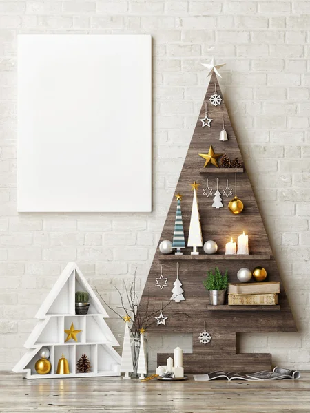 Mock up poster met abstracte kerstbomen — Stockfoto