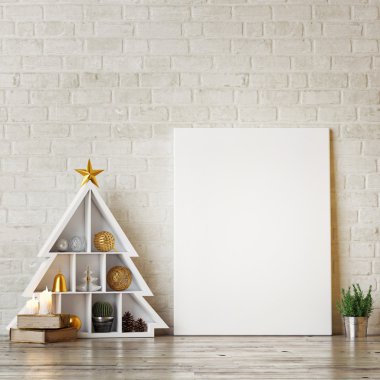 Poster Özet Noel ağaçları, 3d render ile alay