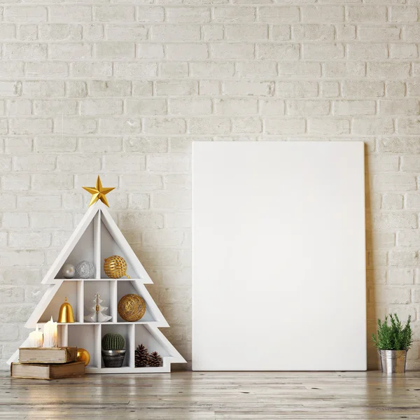 Simular cartel con árboles de Navidad abstractos, 3d render — Foto de Stock