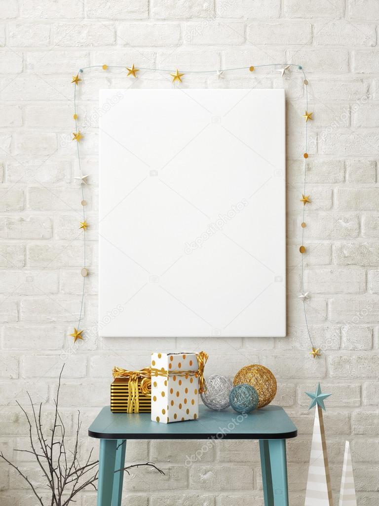 Mock up poster with abstract christmas time, 3d render