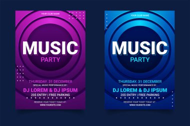 Müzik partisi poster şablonu koleksiyonu
