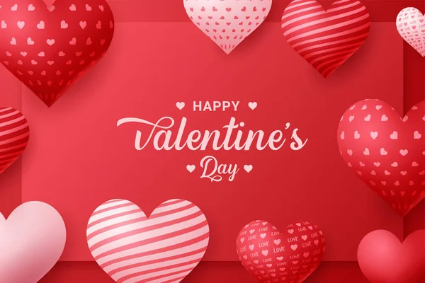 Happy Valentines Day Calligraphy Background Hearts — 스톡 벡터