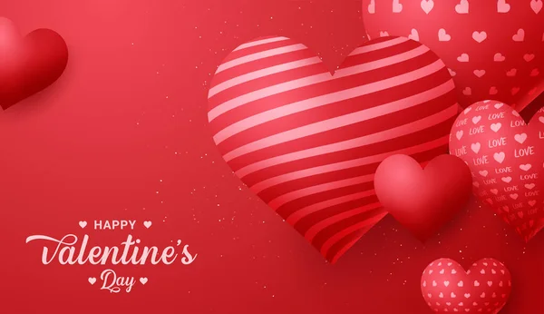 Carte Voeux Saint Valentin Avec Ballon Rouge Forme Coeur — Image vectorielle