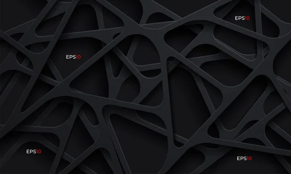 3D abstract background with dark paper cut shapes — Illustration Abstract Background Dark Paper Cut Shapes — Stock Vector