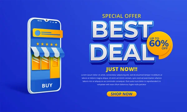 Beste Deal Banner Sjabloon Felle Kleuren — Stockvector