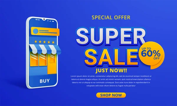 Super Sale Banner Template Design — Stock Vector