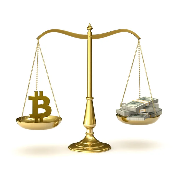 Bitcoin ve para — Stok fotoğraf