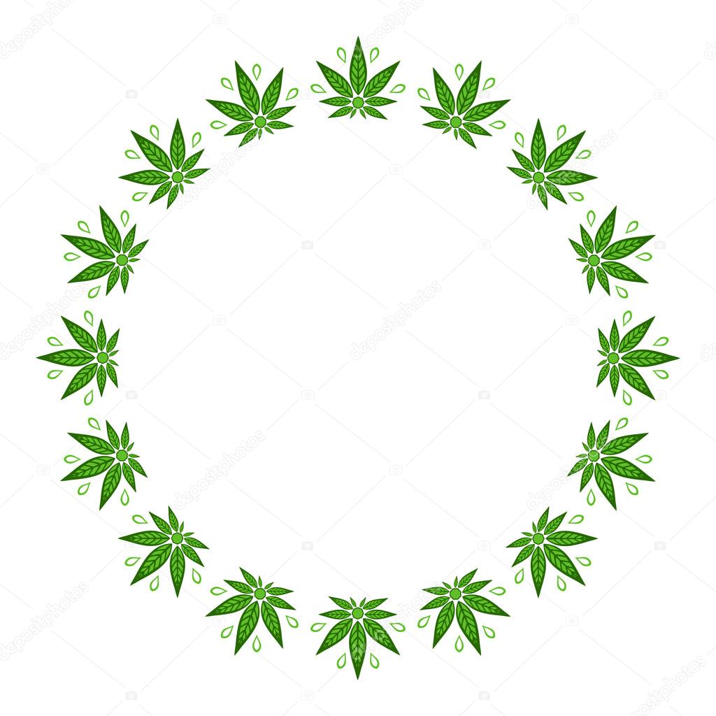 Download Round green frame of stylized cannabis leaf. — Stock ...