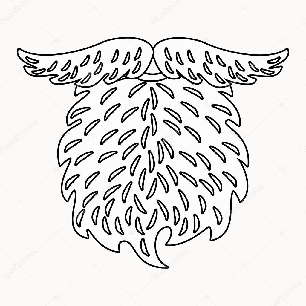 Disegno di assieme barba e baffi Illustrazione di barba per colorare — Vettoriale Stock