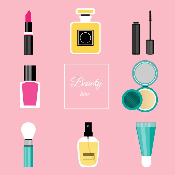 Vektör makyaj araçlar kümesi. Tırnak cilası ile vektör çizim