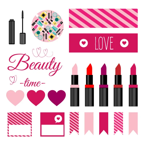 Set von Vektor Make-up Tools.Vector Illustration mit Nagellack — Stockvektor