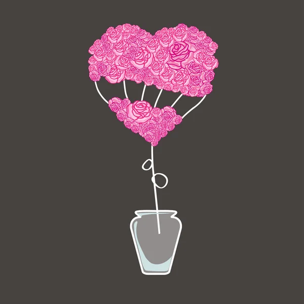 Caniche aux roses dans un vase — Image vectorielle