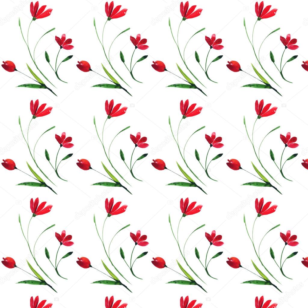 Watercolor hand painted flower pattern
