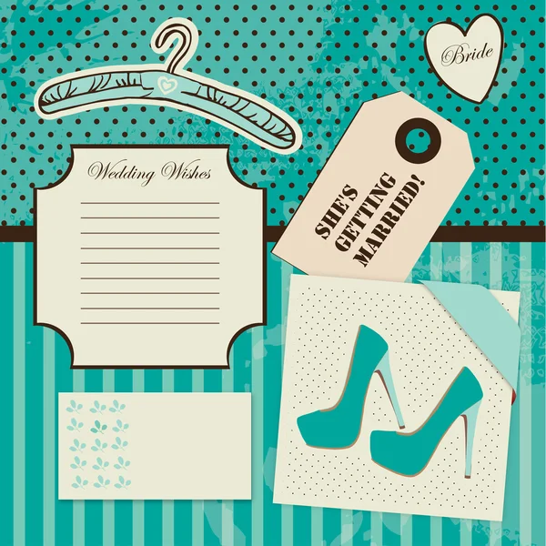 Set of cute elements for Bride for cards and wedding invitations — Stok Vektör